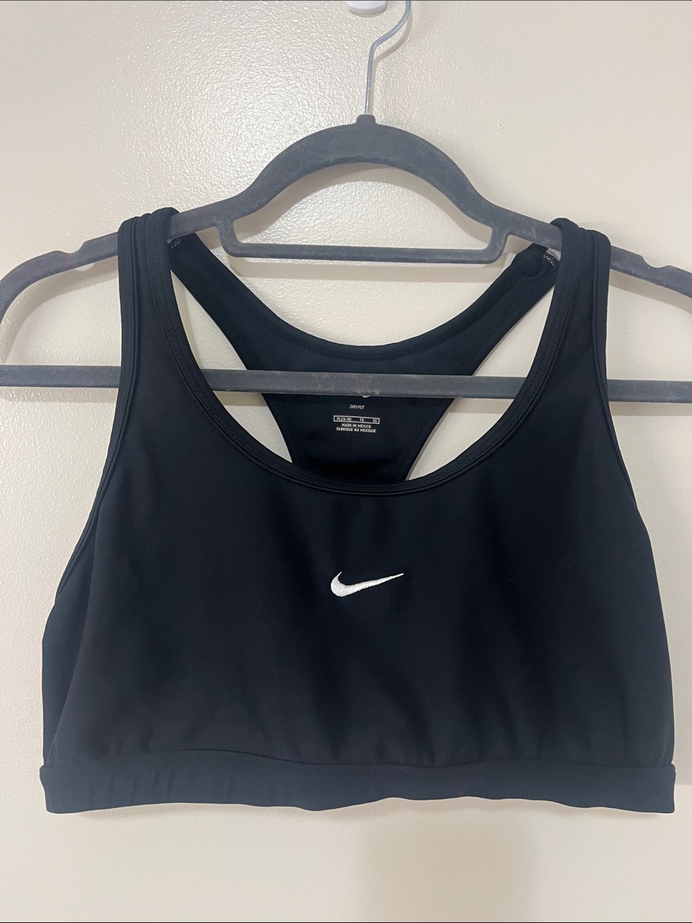 Nike Black Sports Bra with White Swoosh - Racerback Support XL